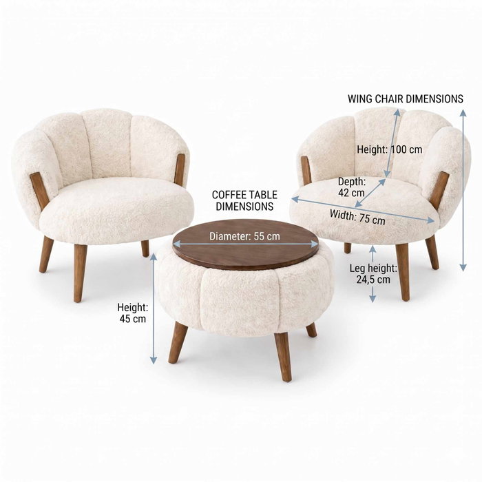 Atelier Del Sofa Star - White Conjunto de Sillón y Mesa de Café
